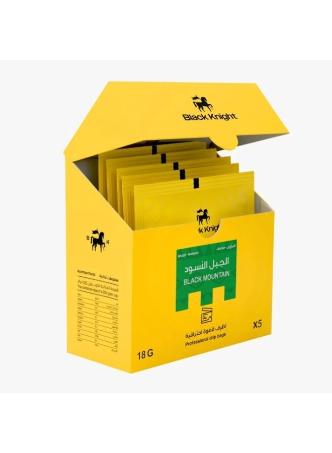 Black Knight Roastery – Brazil Black Mountain Natural – 5 Drip Bags (90g) - Image 1